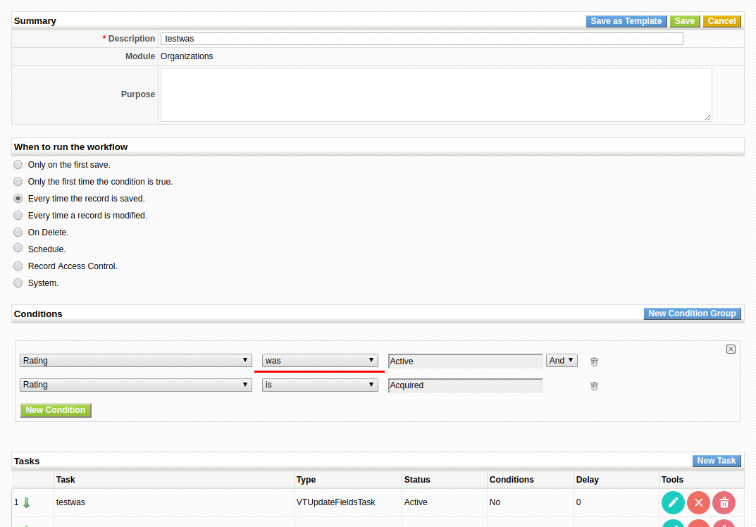Workflow was condition