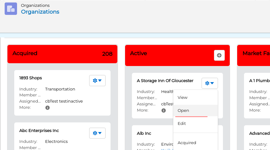 Kanban open menu