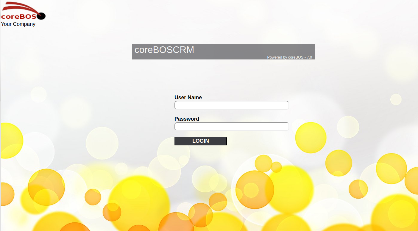 coreBOSCRM Login Page