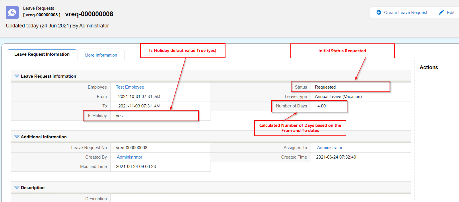 Leave request record