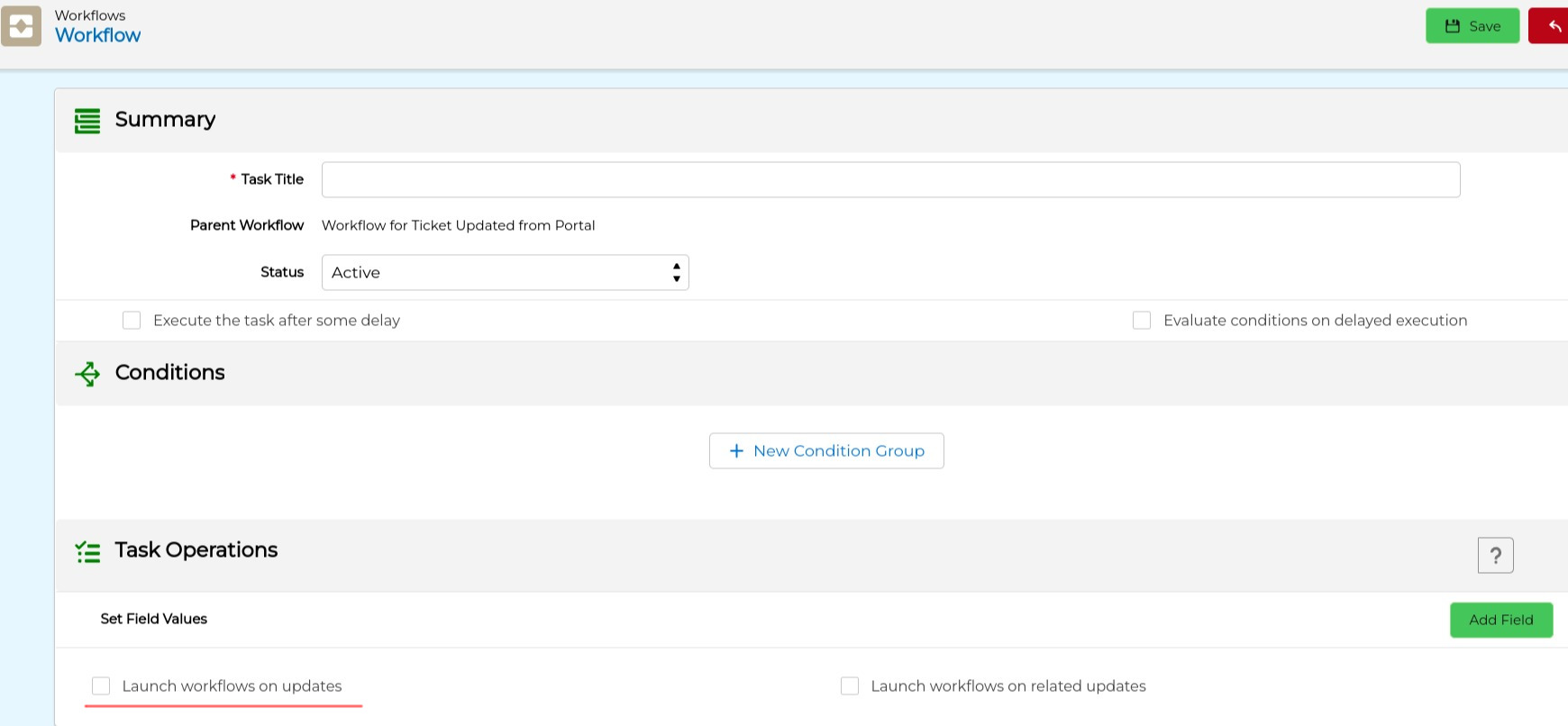 Update Workflow Trigger